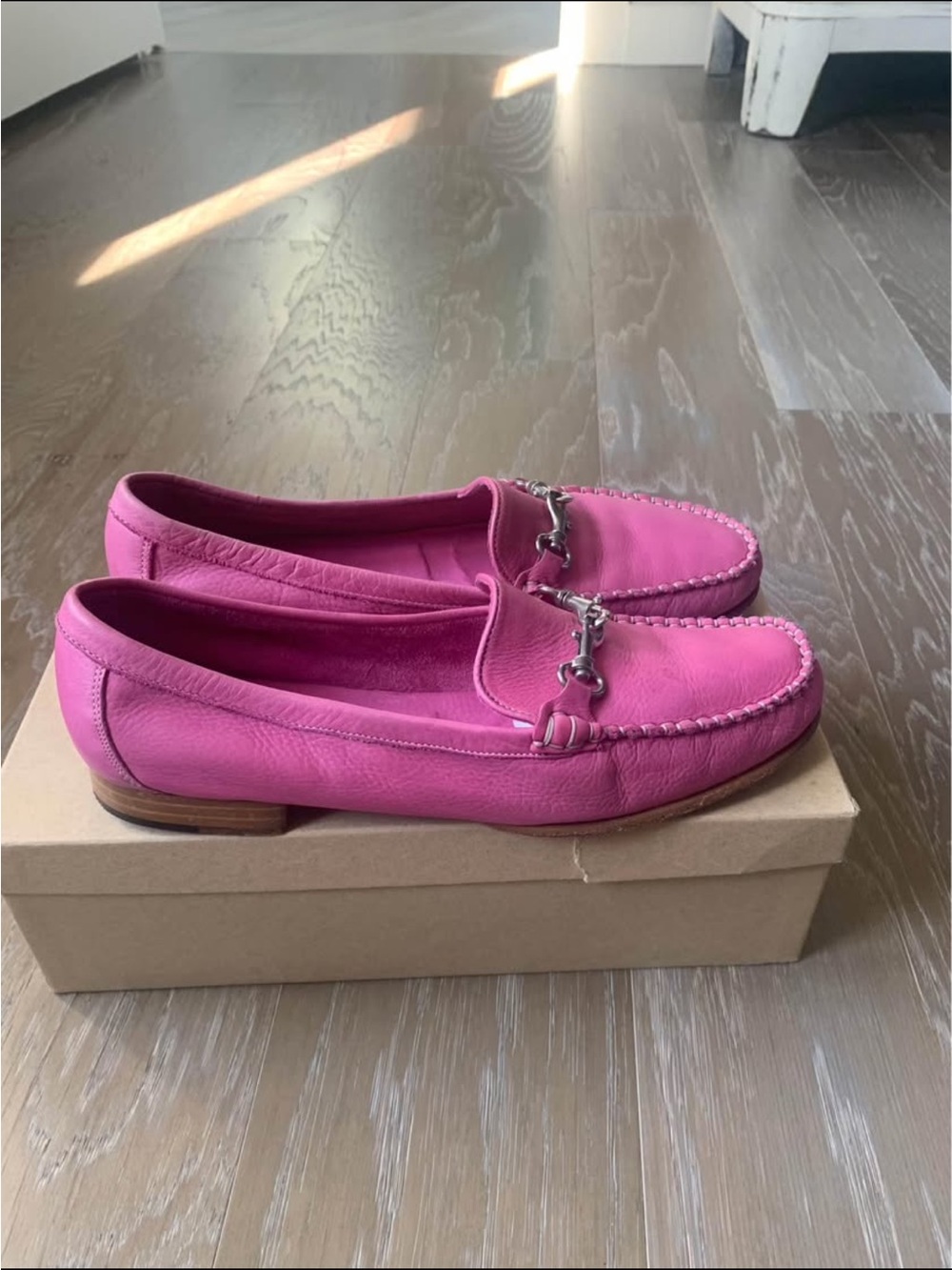 Coach Pink Leather Horsebit Loafers